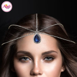 Madz Fashionz UK Silver and Navy Blue Hair Jewellery Headpiece Matha Patti