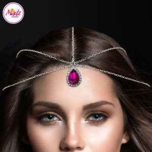 Madz Fashionz UK Silver and Shocking Pink Hair Jewellery Headpiece Matha Patti
