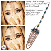 Madz Fashionz UK: Sania.XO Crystalised Maang Tikka Gold Green