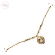 gold champagne headpiece , bridal forehead jewelry , Shakera , indian hair accessories , head piece for prom , Emerald matha patti , tikka , arabic head chain