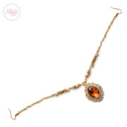 gold orange headpiece , bridal forehead jewelry , Shakera , indian hair accessories , head piece for prom , Emerald matha patti , tikka , arabic head chain