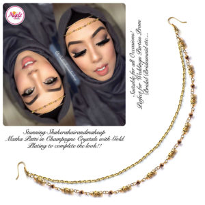 Madz Fashionz UK: Shakerahairandmakeup Matha Patti Headpiece Hijab Jewels Gold and Champagne Nutral Crystals