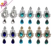Floral Dangle Long Bridal Chandelier Earrings Gold Silver White Blue Green Customised Asian, Ethnic Indian Jewellery. Including bridal engagement necklaces, earrings, rings hair pieces.