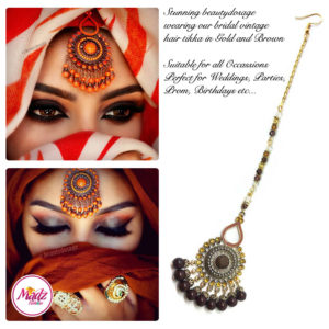 Madz Fashinz UK: Beautydosage Vintage Bridal Maang Tikka Gold Brown Champagne 2