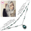 Madz Fashionz UK - Fatiha World Tear Drop Headpiece Silver and Green