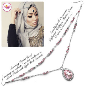Madz Fashionz UK - Fatiha World Tear Drop Headpiece Silver and Light Pink
