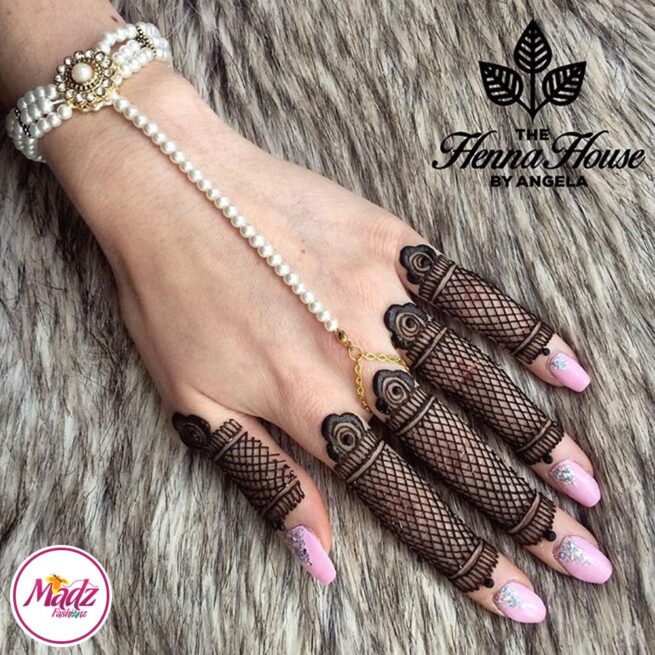 Gold Hand Piece , Hand Harness - Hennabyang Pearl Chain Bracelet - Madz Fashionz UK