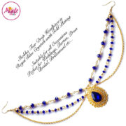 Madz Fashionz UK: Shobha Pearl Drop Matha Patti Headpiece Gold Royal Blue