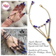 Hennabyang Gold Royal Blue Panjas Hand Jewellery Cuff Bracelet - MadZ FashionZ UK