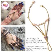 Hennabyang Gold Pink Panjas Hand Jewellery Cuff Bracelet - MadZ FashionZ UK