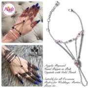 Hennabyang Silver Pink Panjas Hand Jewellery Cuff Bracelet - MadZ FashionZ UK