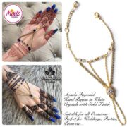 Hennabyang Gold White Panjas Hand Jewellery Cuff Bracelet - MadZ FashionZ UK