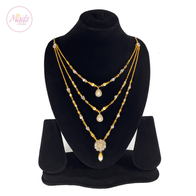 Madz Fashionz UK: Alisha Kundan Gold Pearl Long Bridal Necklace Mala Gold White