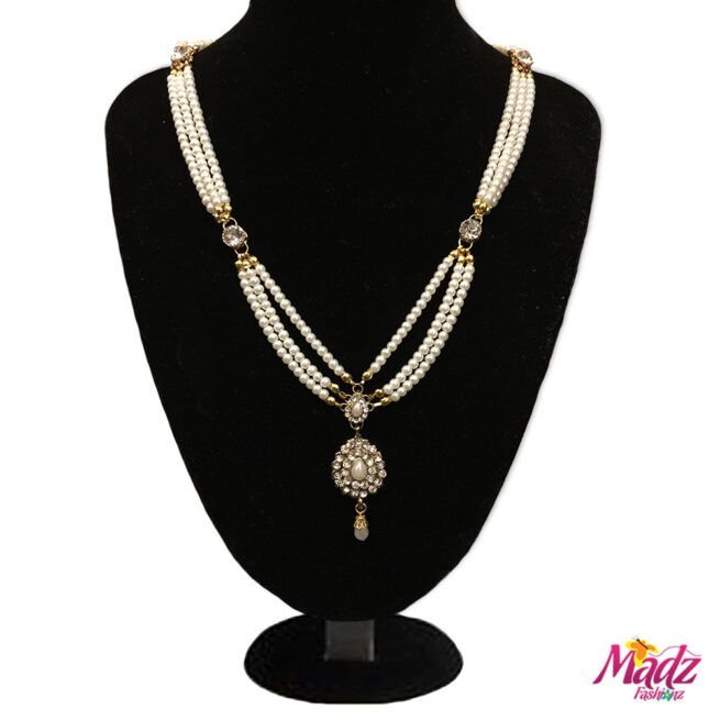 Madz Fashionz UK: Rani Kundan Gold Pearl Long Bridal Necklace Mala Gold White