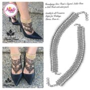 Madz Fashionz UK: Pearled Payal Anklet Chain Hennabyang Silver and White 2