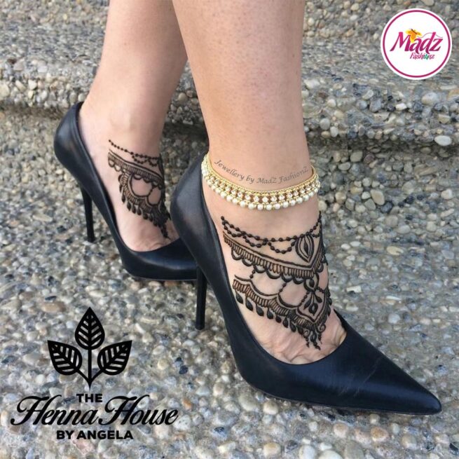 Madz Fashionz UK Pearled Payal Anklet Chain Hennabyang Gold and Silver