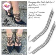 Madz Fashionz UK Pearled Payal Anklet Chain Hennabyang Silver and White