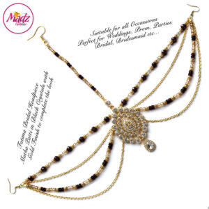 Madz Fashionz UK: Fatima Traditional Black Bridal Chandelier Matha Patti
