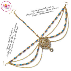 Madz Fashionz UK: Fatima Traditional Sky Blue Bridal Chandelier Matha Patti