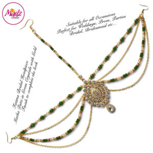 Madz Fashionz UK: Fatima Traditional Green Bridal Chandelier Matha Patti