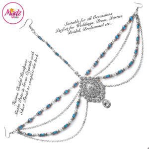Madz Fashionz UK: Fatima Traditional Sky Blue Bridal Chandelier Matha Patti