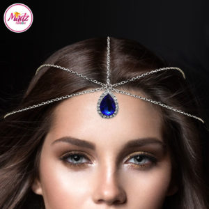 Madz Fashionz UK Silver and Royal Blue Hair Jewellery Headpiece Matha Patti