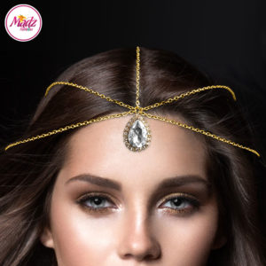 Madz Fashionz UK Gold and White Hair Jewellery Headpiece Matha Patti
