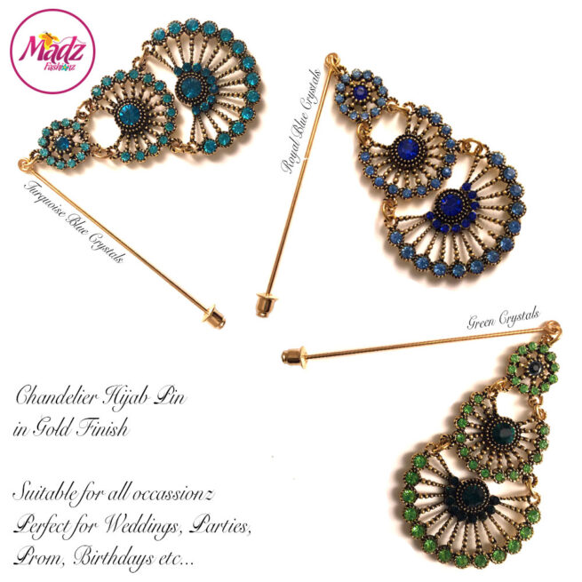Madz Fashionz UK: Mannat Chandelier Hijab Pins, Hijab Jewels Gold