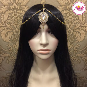 Madz Fashionz UK: Aairah Bespoke Matha Patti Headpiece Gold White Hair Tikka 2
