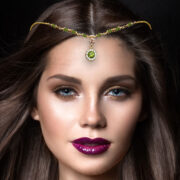 Gold Head Piece , Silver Head Piece , Meera , gold chain hair jewelry , crystal headwear , head tiara , bridal hair accessories