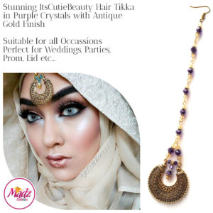 Madz Fashionz UK: ItsCutieBeauty Kundan Tikka Headpiece Headchain Maang Tikka Antique Gold Purple