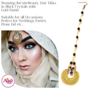 Madz Fashionz UK: ItsCutieBeauty Kundan Tikka Headpiece Headchain Maang Tikka Gold Black