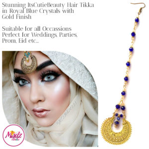 Madz Fashionz UK: ItsCutieBeauty Kundan Tikka Headpiece Headchain Maang Tikka Gold Royal Blue