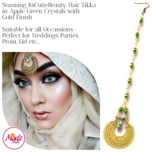 Madz Fashionz UK: ItsCutieBeauty Kundan Tikka Headpiece Headchain Maang Tikka Gold Apple Green