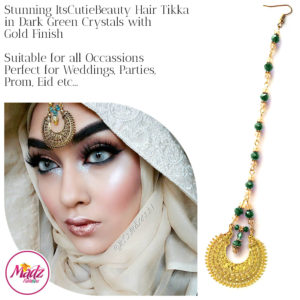 Madz Fashionz UK: ItsCutieBeauty Kundan Tikka Headpiece Headchain Maang Tikka Gold Dark Green