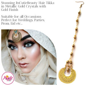 Madz Fashionz UK: ItsCutieBeauty Kundan Tikka Headpiece Headchain Maang Tikka Gold Metallic