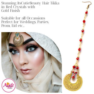 Madz Fashionz UK: ItsCutieBeauty Kundan Tikka Headpiece Headchain Maang Tikka Gold REd