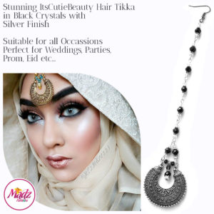 Madz Fashionz UK: ItsCutieBeauty Kundan Tikka Headpiece Headchain Maang Tikka Silver Black