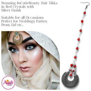 Madz Fashionz UK: ItsCutieBeauty Kundan Tikka Headpiece Headchain Maang Tikka Silver REd