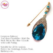 Madz Fashionz UK: Dalnaaz Chandelier Drop Hijab Pin Stick Pin Hijab Jewels Hijab Pins Gold Sky Blue