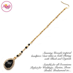Madz Fashionz UK: Urvashi Rautela Kundan Crystal Stones Gold Maang Tikka Hair Tikka Gold Black