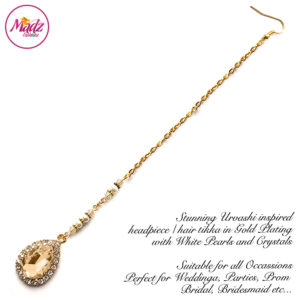 Madz Fashionz UK: Urvashi Rautela Kundan Crystal Stones Gold Maang Tikka Hair Tikka Gold Champagne