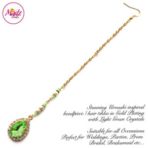 Madz Fashionz UK: Urvashi Rautela Kundan Crystal Stones Gold Maang Tikka Hair Tikka Gold Green Light