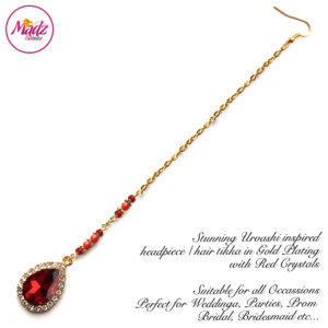 Madz Fashionz UK: Urvashi Rautela Kundan Crystal Stones Gold Maang Tikka Hair Tikka Gold Red