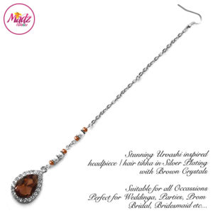 Madz Fashionz UK: Urvashi Rautela Kundan Crystal Stones Gold Maang Tikka Hair Tikka Silver Brown