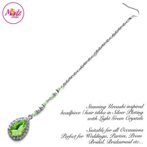 Madz Fashionz UK: Urvashi Rautela Kundan Crystal Stones Gold Maang Tikka Hair Tikka Silver Green Light