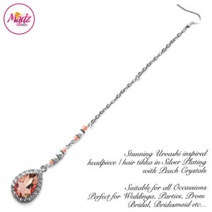 Madz Fashionz UK: Urvashi Rautela Kundan Crystal Stones Gold Maang Tikka Hair Tikka Silver Peach