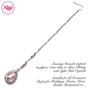 Madz Fashionz UK: Urvashi Rautela Kundan Crystal Stones Gold Maang Tikka Hair Tikka Silver Light Pink