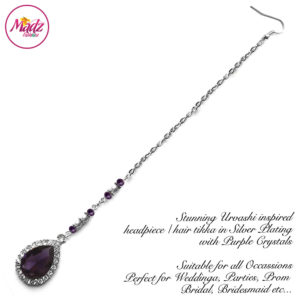 Madz Fashionz UK: Urvashi Rautela Kundan Crystal Stones Gold Maang Tikka Hair Tikka Silver Purple