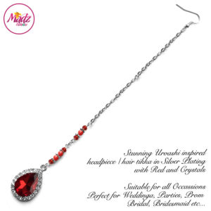 Madz Fashionz UK: Urvashi Rautela Kundan Crystal Stones Gold Maang Tikka Hair Tikka Silver Red